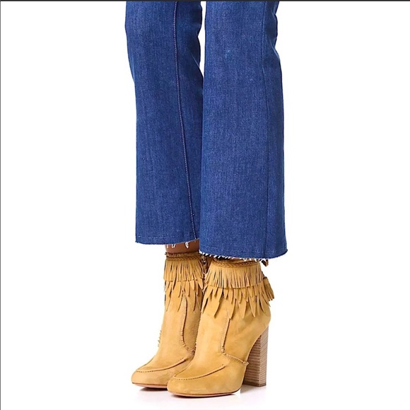 Aquazzura Tan Tiger Lilly Suede Fringe Booties 38 NEW - Picture 9 of 10